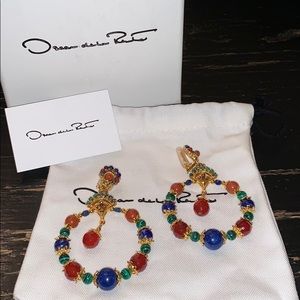 Oscar de la Renta Multi Color Statement Earrings